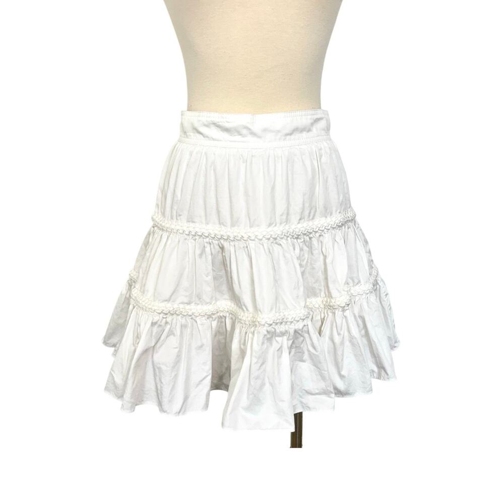 AJE Casabianca Braided Tiered Mini Skirt in Ivory AUS 8 (US 4)